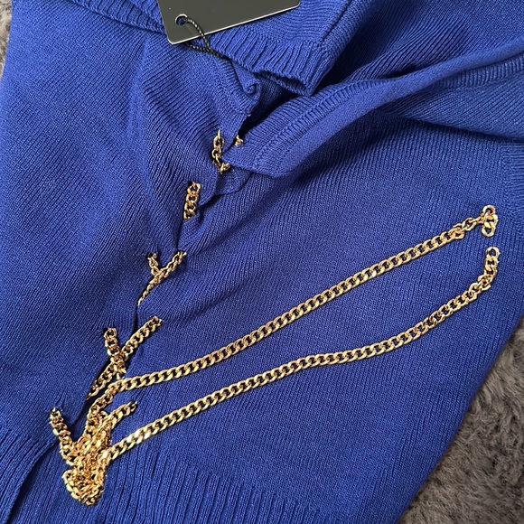Hera Collection Royal Blue Open Tank Vest with Gold Chain Accent - Picture 5 of 6